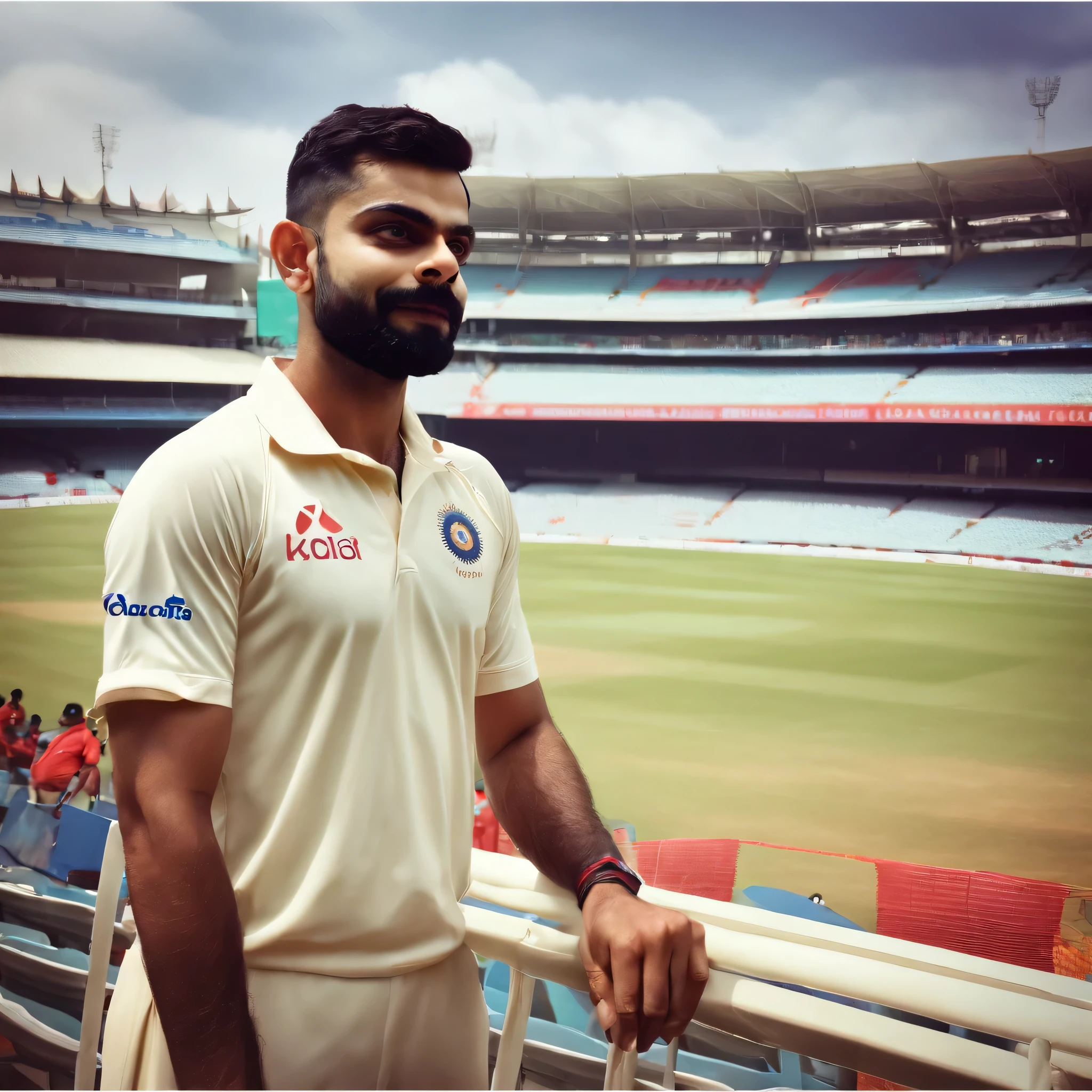 Virat Kohli in Cricket Stadium in India Cricket Uniform 