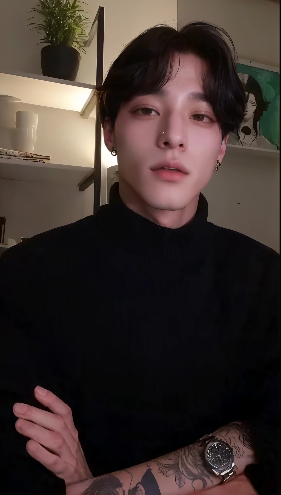 homem bonito de roupa preta, homem lindo, modelo masculino, Jeon JungKook do BTS, ultrahd 