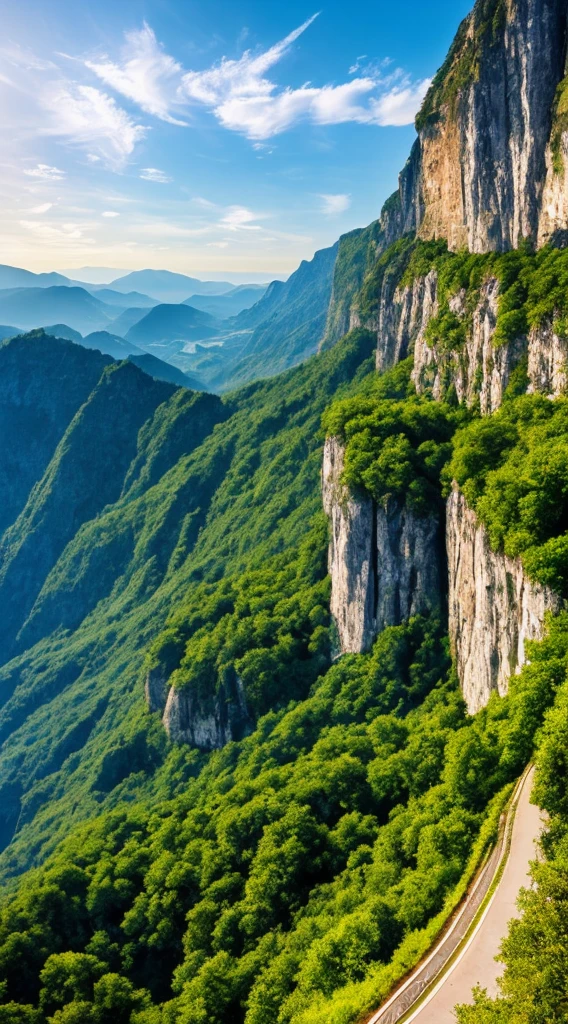 Masterpiece, ultimate quality, Cg unity 8k wallpaper, super delicate, beautiful sky and clouds, rich natural scenery, cliffs, lakes and rivers, waterfalls and flying water, beautiful green mountains, no trace of people, excellent scenery, has already won a photo contest, background Blurring, full depth of field, HDR high dynamics, true restoration, intricate, extreme details, dramatic presentation, perfectly presenting the style of midjourney art.