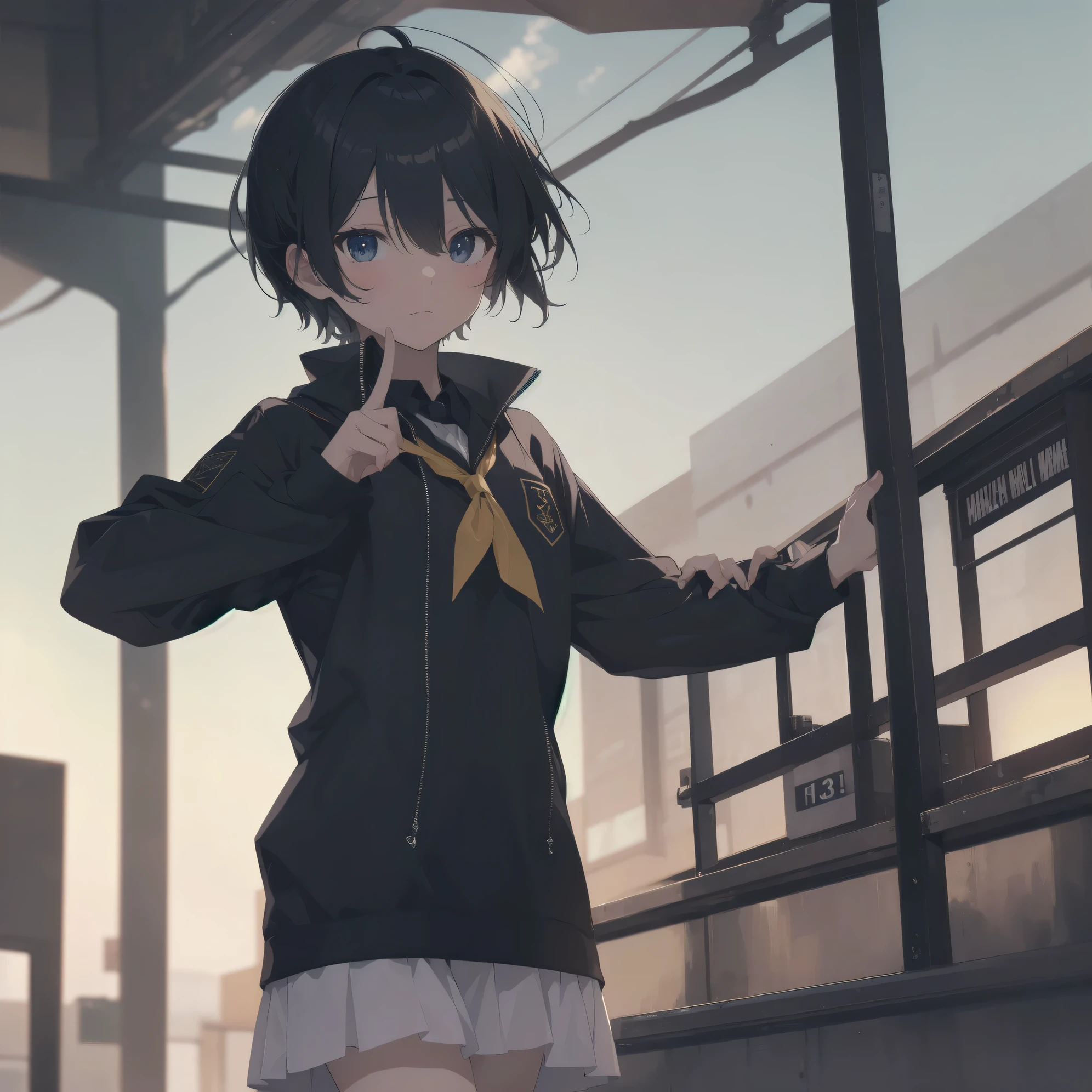 ultra-absurdres-Top quality by artist God, ultra-detailed, high resolution, anime moe artstyle, best anime 8k konachan wallpaper, pixiv contest winner,pool:2810, perfect anatomy,break, 1girl, (Please draw a girl walking sleepily to school alone. )break,(Solo,little female, 13-year-old:1.3),Full limbs, complete fingers,a junior high school student, (very short hair), short cut, flat chest, , small butt, small black eyes, beautiful detailed eyes, well-proportioned iris and pupils, expressive eyes, highres detailed hair, soft expression, school_uniform, official_alternate_costume, neckerchief, collared shirt. pleated skirt,(Detailed Lighting), (Detailed background), in the School commute route. break,super detailed skin, Best cinematic lighting powered by famous artist, 8k,beauty illustration,photoshop_(medium),very aesthetic,break,((artist:hisahiko )), artist:bolze ,artist:oyari_ashito ,artist:kantoku ,