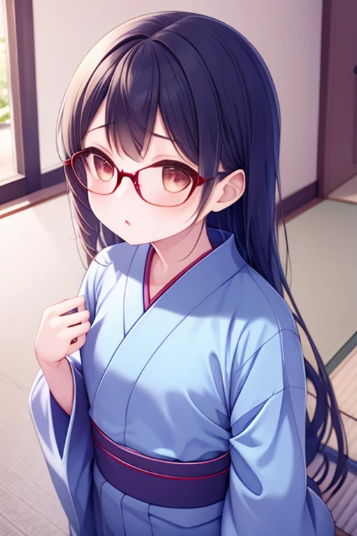micro yukata,micro pants,Long Hair,glasses,younger sister.