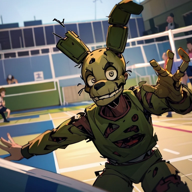 Springtrap playing volleyball 