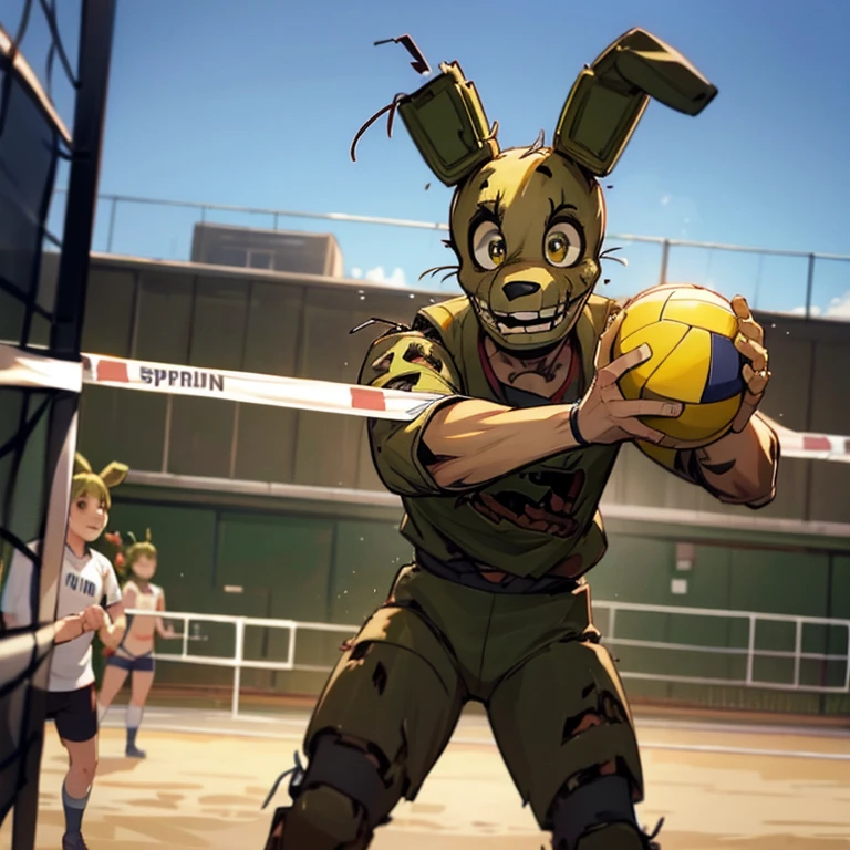 Springtrap playing volleyball 