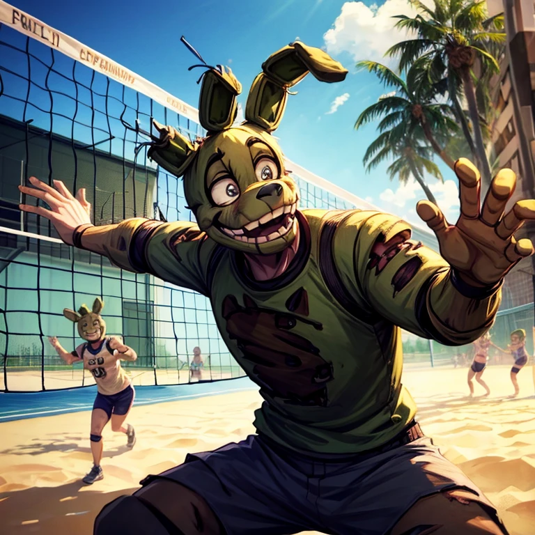 Springtrap playing volleyball 