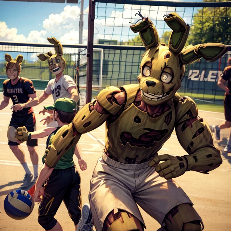 Springtrap playing volleyball 