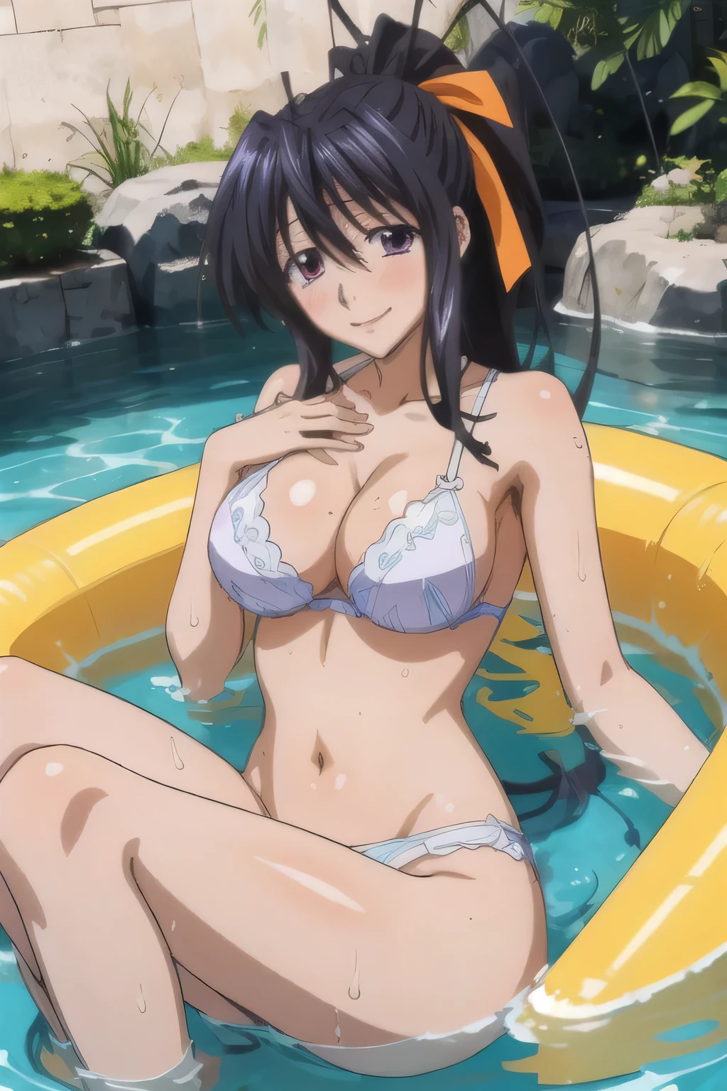 Himejima Akeno、Long Hair、(draw the eyes:1.2)、one person
、blush、smile
、(You can see her chest)
、(Butt Exposed)
、Soaking wet
、Sit down
、underwear
、(highest quality)
、(Fine skin:1.3)


