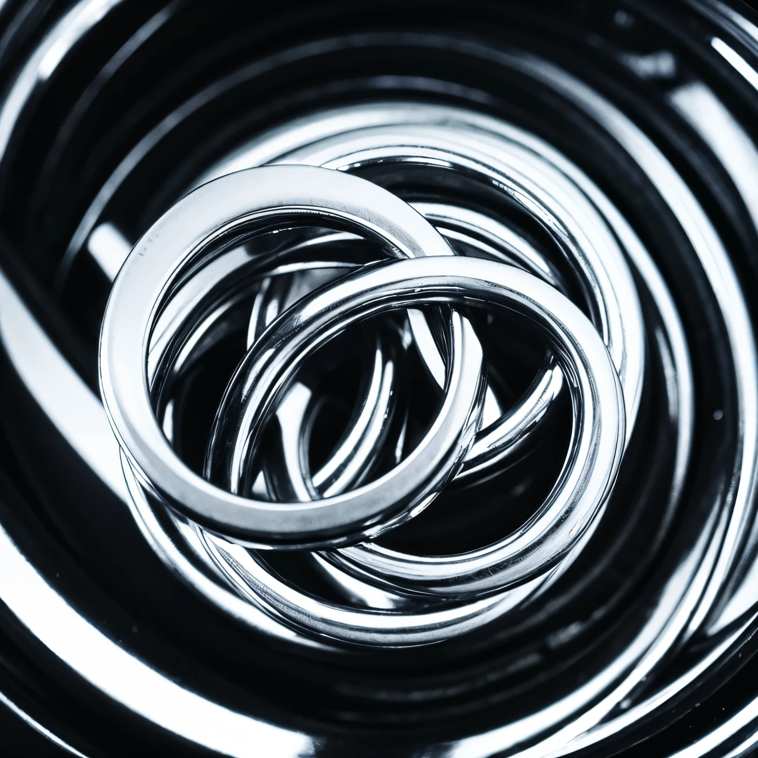 Four intertwined rings logo。Monotone black and white design。Keep the background simple。