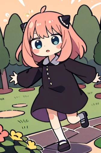 masterpiece, best quality, high resolution,
1 girlAnia ,
(Hand Painted)Cute comics, Keep, shoe, Garden Background,Blush Stickers,whole body,
,Anatomically correct,jump,Dynamic