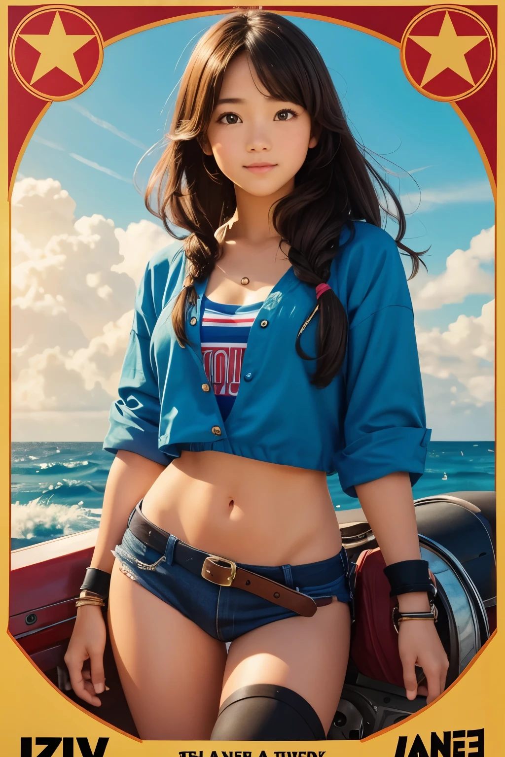 Cute teenage girl treasure hunter movie poster marine look