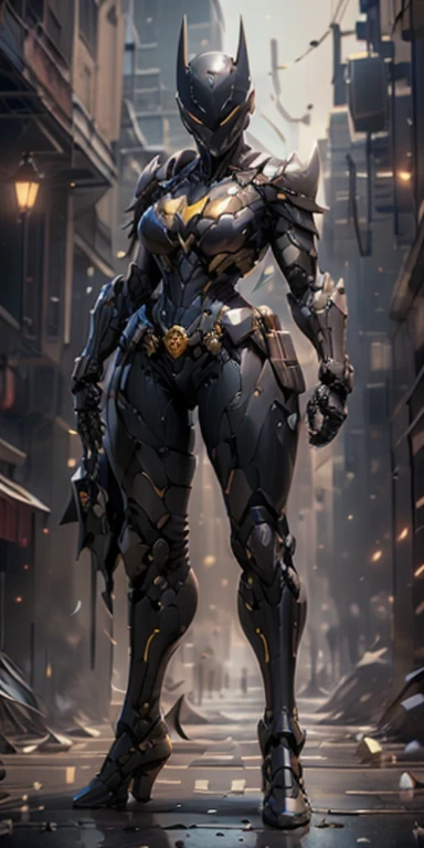 Batgirl from DC, Frontal lobe, full length,  (Sagging breasts、Cleavage, cleveage、Thick thighs)), Perfect body, )Looking at the camera, For the audience, standing posture, Simple background, three-dimensional light, Detailed full body concept, Stylish Digital Concept Art, Beautiful full body concept art, Art Trends, CGsociety full length,