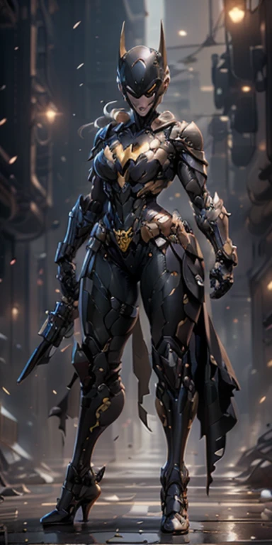 Batgirl from DC, Frontal lobe, full length, (Sagging breasts、Cleavage, cleveage、Thick thighs)), Perfect body, )Looking at the camera, For the audience, standing posture, Simple background, three-dimensional light, Detailed full body concept, Stylish Digital Concept Art, Beautiful full body concept art, Art Trends, CGsociety full length,