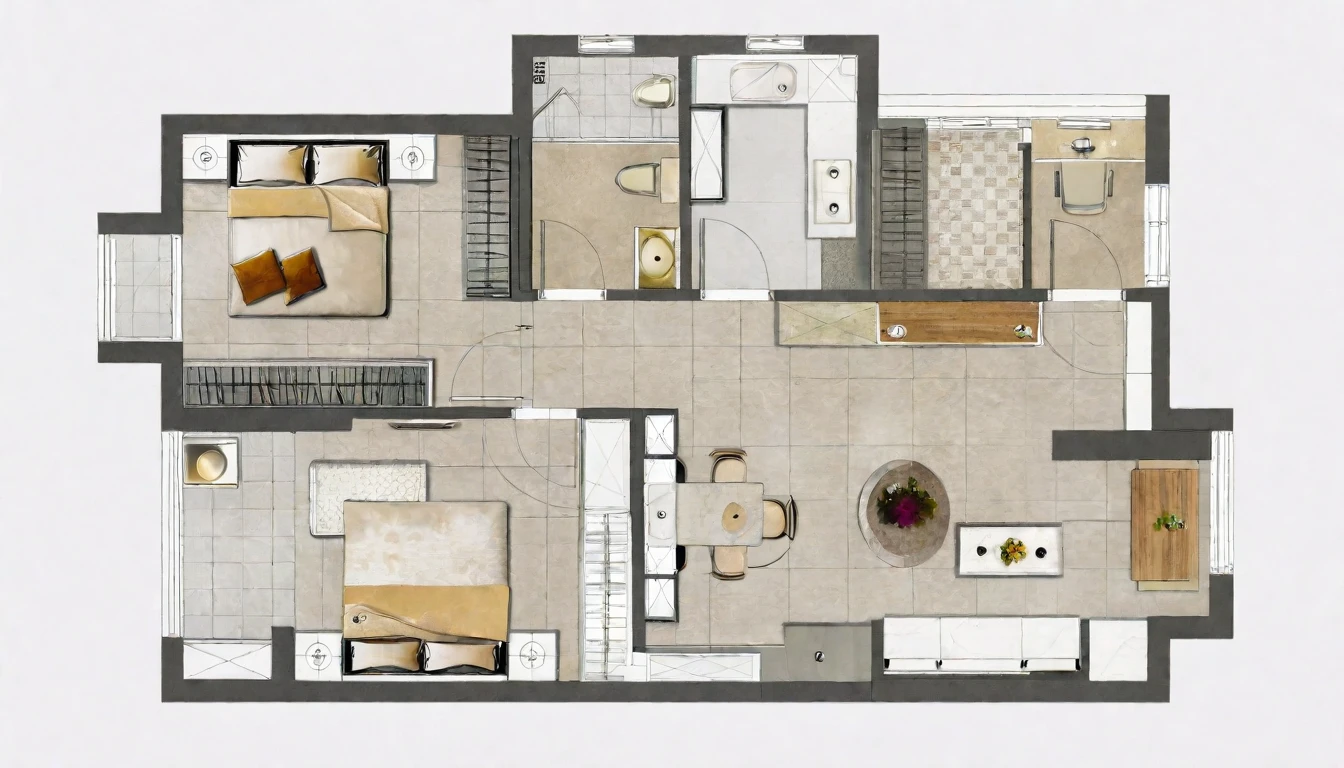 a drawing of a plan of a small apartment with a kitchen and living room, apartment design, architectural plan, floor plan, plan drawing, layout, flat 2 d, fancy apartment, house interior, architectural plans, single floor, architectural planning, building plans, 2 d autocad, black and white scheme, autocad, residential design, apartment set in the near future