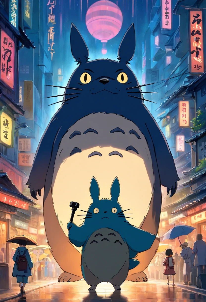 totoro in "john wick parabellum", by Studio Ghibli,Illustration by Hayao Miyazaki,