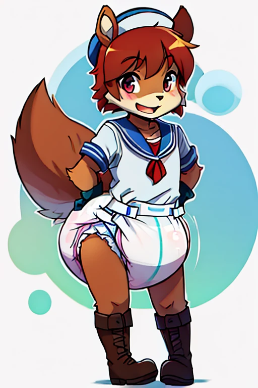 boy, squirrel, furry, bodyfur, sailor suit, diaper, gloves, boots