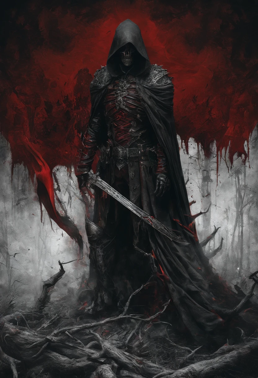 Dark army with red sword，Red Cape，