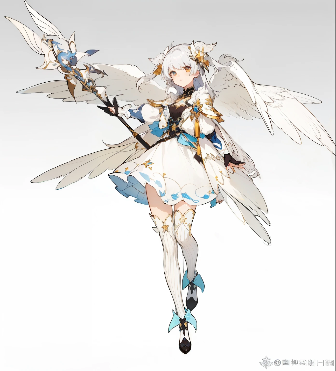 ((Masterpiece, Highest quality)), Detailed face, honkai star rail character, character sheets, full bodyesbian, angelic design, long white hair, wings on the sides of her head, Full of details, Highly detailed, Depth, Many parts, 1 character, anime character design of a woman with long hair, clear outfit design, outfit design, [ character design ], character adoptable, official character illustration, full body adoptable, full body character design, ( ( character concept art ) ), ornate attire, pretty anime character design, great character design, pretty anime character design, ( ( character concept art ) )