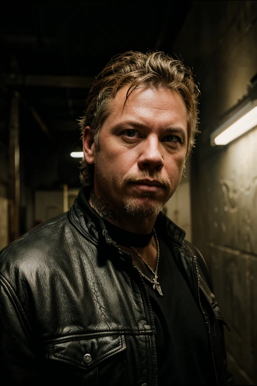 retrato de james hetfield,Obra maestra,mejor calidad,cinematic photo of a gang member , epic lighting, rocker