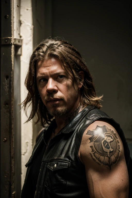 retrato de james hetfield,Obra maestra,mejor calidad,cinematic photo of a gang member , epic lighting, rocker