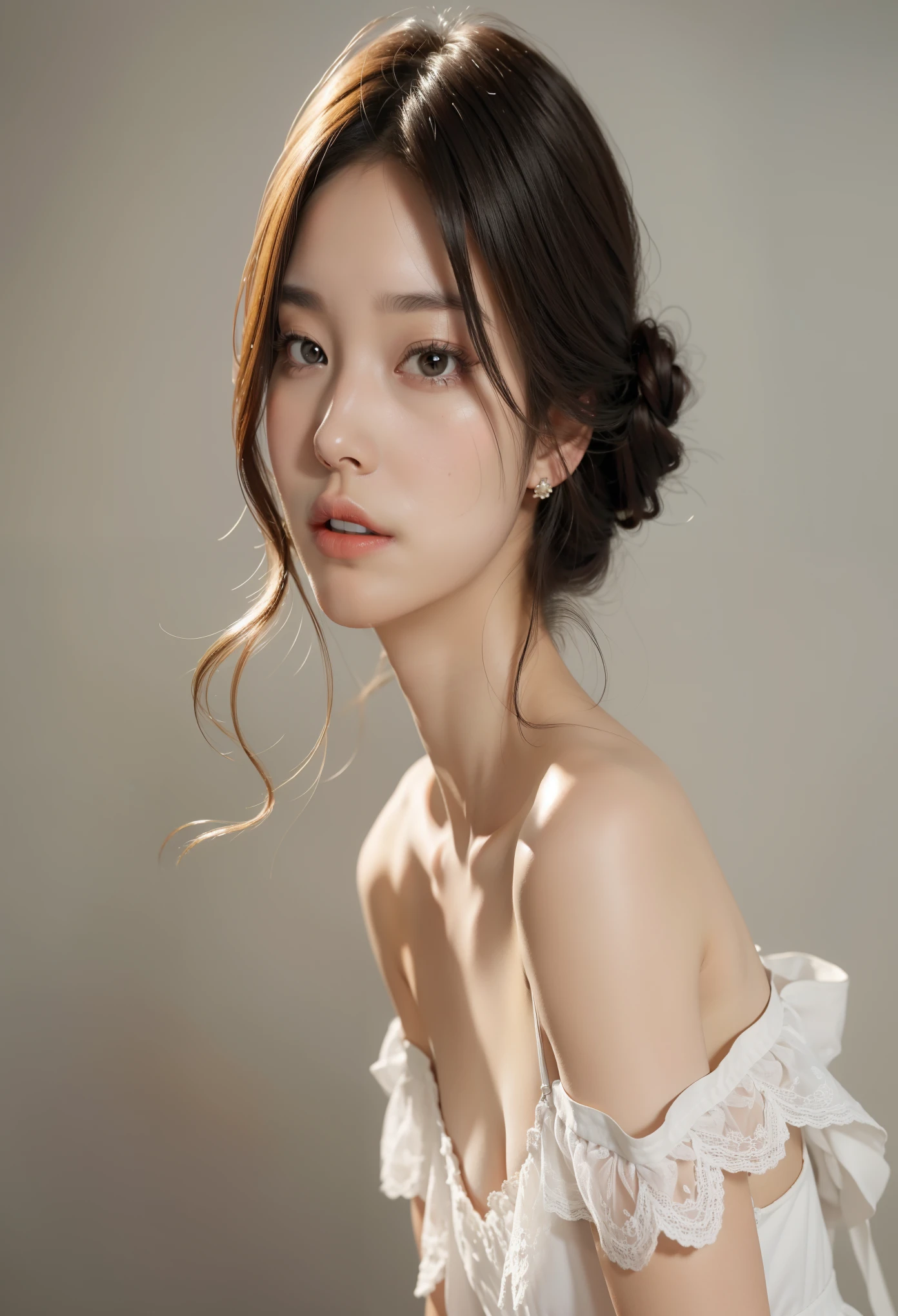 Lipstick in hand,Cosmetics commercial style,Commercial filming studio,close up face,fully body photo,masutepiece, The highest image quality, High quality, the background is clear,Beautiful woman, Japanese, Detailed, Ultra-detailed, finely detail, hight resolution, 8K Wallpaper, Perfect dynamic composition, Beautiful detailed eyes ,Detailed eyes, Detailed skin, Beautiful skin, 超hight resolution, (reality: 1.4),Very beautiful woman, Slightly younger face, Beautiful skin, slender, (Ultra photo realsisim), (hight resolution), (8K), (Very detailed) (beautifully detailed eyes), (super detailed), (Detailed face), view the viewer, Fine details, Detailed face, Staring straight ahead, Staring straight ahead, photos realistic, Bright lighting, Professional Lighting, Black hair,poneyTail,a baby face,sixteen years old,Hairstyle: ponytail,Long ponytail hairstyle,slight smile,