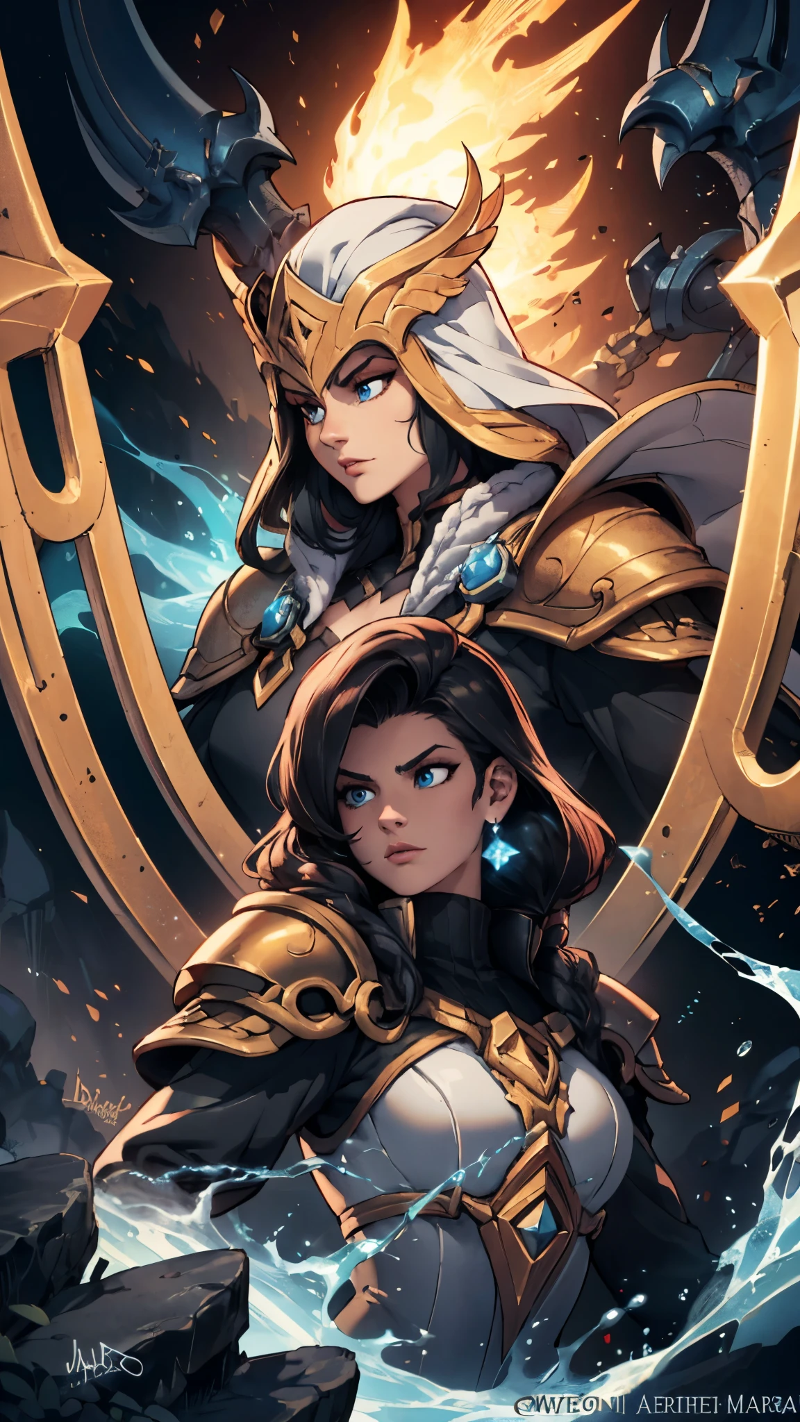 Masterpiece, top quality, high resolution, league of legends:1.8, azir, sivir, taric, ixmike, warden, characters from Riot Games.
Extremely detailed, ambient soft lighting, 4K, lovely rendition of champion portraits from League of Legends: Azir - the Emperor of Ice, Sivir - the Battle Sister, Taric - the Shieldman, Ixmike - the Vengeful Spirit, and Warden - the Prison Guardian. Emperors of Ice: Azir, radiant golden hair, sharp blue eyes, impeccable armor with intricate designs.