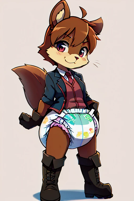 2 boys, rabbit and squirrel, furry, bodyfur, blazer, diaper, gloves, boots