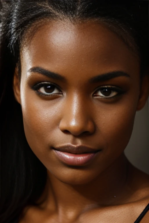 stunningly gorgeous black woman, breathtakingly beautiful, portrait closeup shot