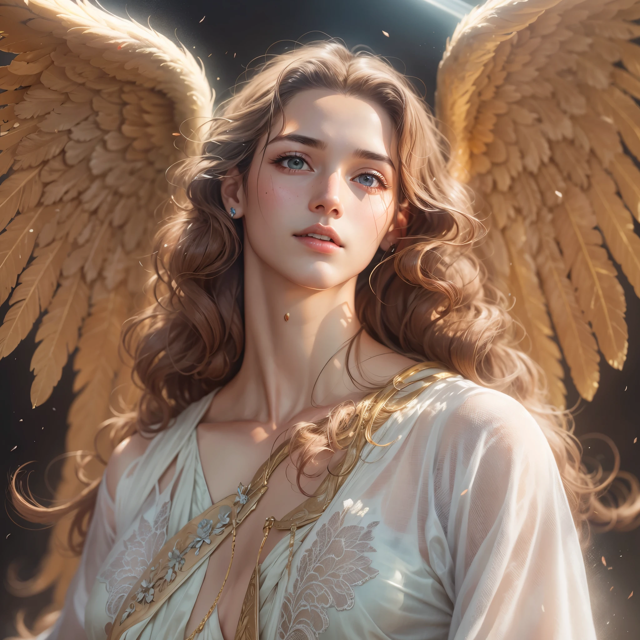 masterpiece, highest quality, 8k, Real person, Realistic, Extremely dense CG, Shiny skin, Fully focused, heaven, The Glory of God, Shine, Angel, bless, happiness,