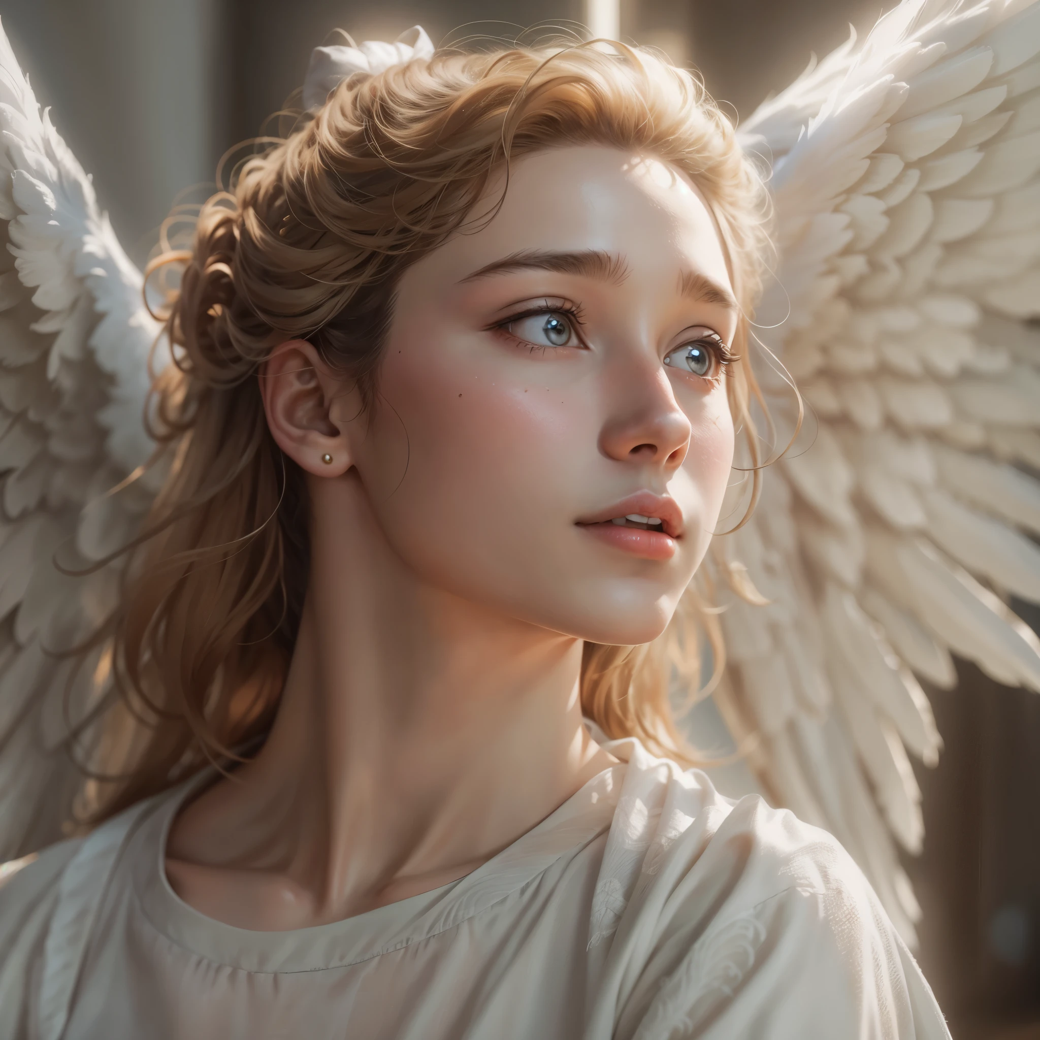 masterpiece, highest quality, 8k, Real person, Realistic, Extremely dense CG, Shiny skin, Fully focused, heaven, The Glory of God, Shine, Angel, bless, happiness,