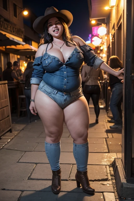 pov from sidewalk, very fat wasted mature cowgirl with a stetson, santiag, unable to stand, sleazy, massive , fat girls, standing drunkenly, head looking skyward, drunk facial expression, shoulders back, legs together, swaying drunkenly, no balance, drunk, drugged, sedated, huge , slutty, swaying drunkenly, exaggerated swaying, sidewalk outside bar, night, drunken stupor, even more drunk, as drunk as possible, drunker!!!!, massive , drunkest woman ever, thinks you're sexy, slumped in doorway, seedy, sleazy bar, slutty clothes, drunken stupor, unable to stand, stupid, happy drunk expression, slumping, wobbling, losing balance, drunken zombie-like posture, blue drunk eyes, slumping, limp, laughing crazy