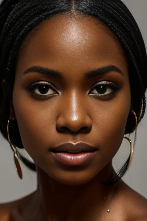 stunningly gorgeous black woman, breathtakingly beautiful, portrait closeup shot