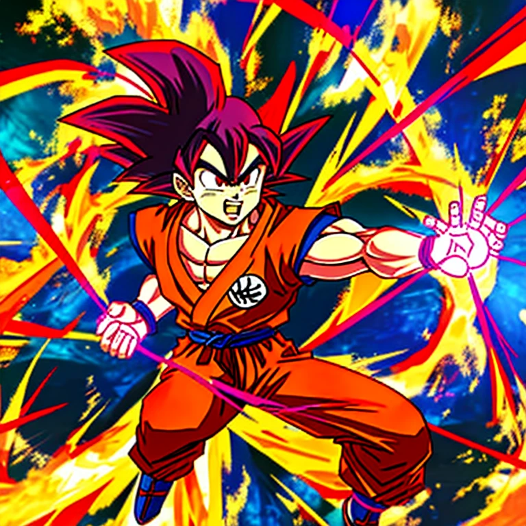 Goku Kaioken, doing kamehameha, red aura