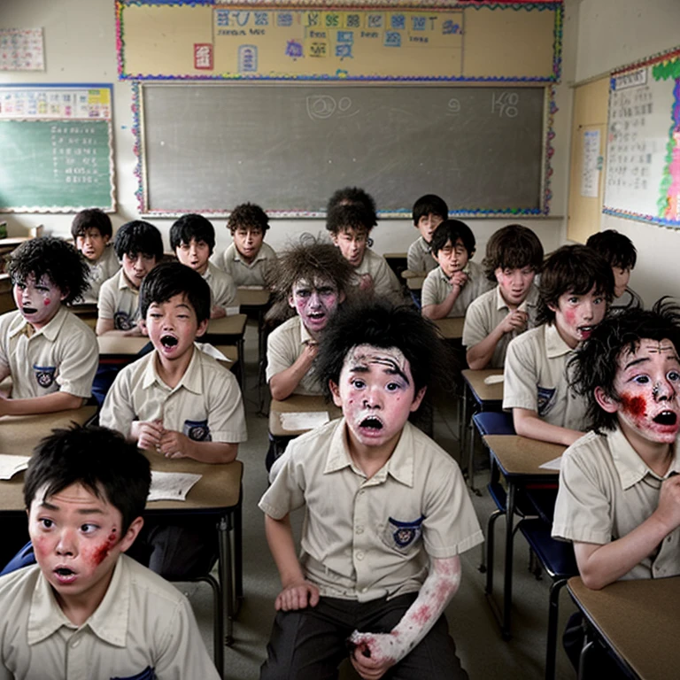 Caught in an explosion in the classroom、Covered in soot、A slapstick comedy about a group of elementary school boys whose hair gets burned.