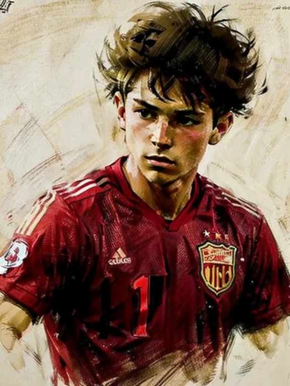 Homem Soccer Player face, style greg rutkowski realist, style anime, pique,