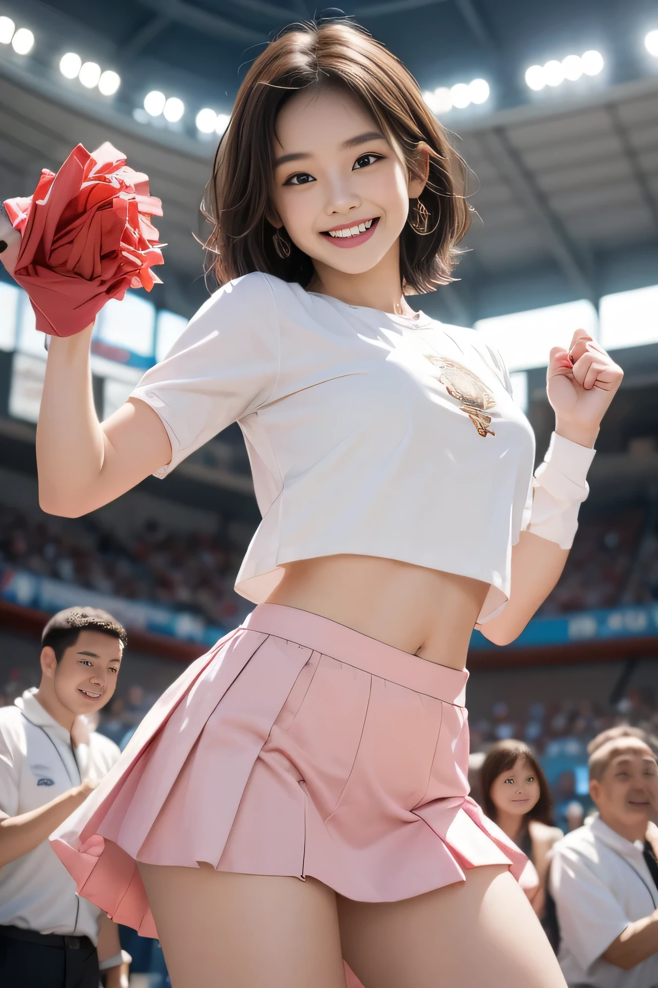 pubic hair grows.、A smile full of happiness、((During hard sex:1.3))、pink panties、、panting face、Lacking、After being attacked、sweating、excited expression、Short hair、glasses、highest resolution、too bright natural light、bright sun、sunlight too bright、clear picture、High level image quality、live action real、8K、table top、Pretty Woman、ornate clothes、lift your own skirt、Lifting the skirt、panties focus、1 girl, 1 boy left,(boy and girl sex),8K original photo、beautiful woman:2.0、24 years old、japan、Cute baby turtle、Nedium Chest、((cheering girl:1.5))、mini skirt、Beautiful eyes are depicted in detail、Eyelashes、((brown eyes:1.2))、beautiful double eyelids、eye shadow、perfect eye makeup、((smile:1.6))、Beautiful and thin Regaroon hair)、medium hair、fluffy hair、Stadium、afternoon、latina、realistic:1.9、sexy belly button、skinny legs、thin eyebrows、tear sac、high nose、((incredibly sexy))