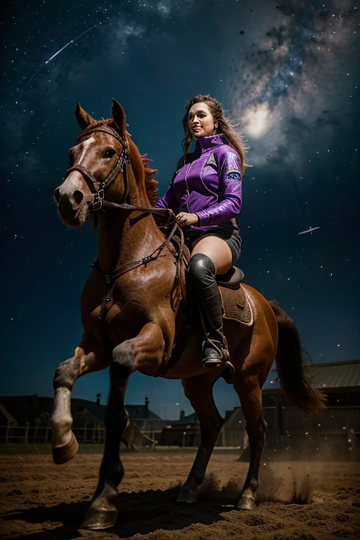 space farmer riding a mutant horse