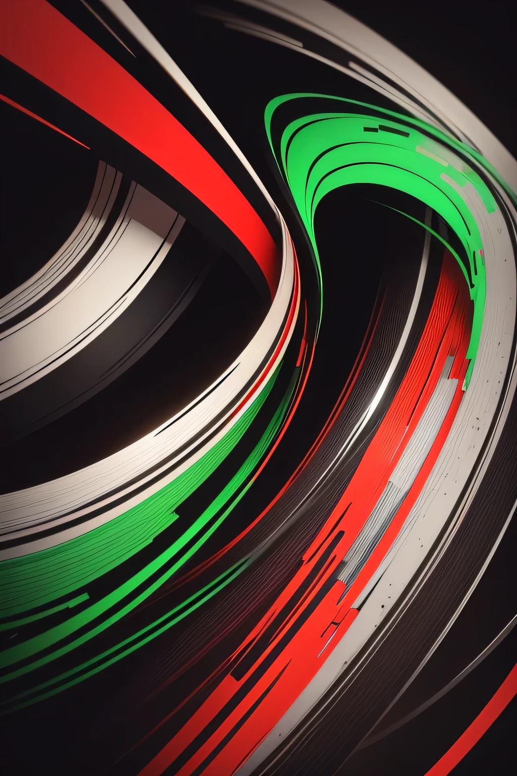 red, black, silver, neon green, swirls, highlights, background only
