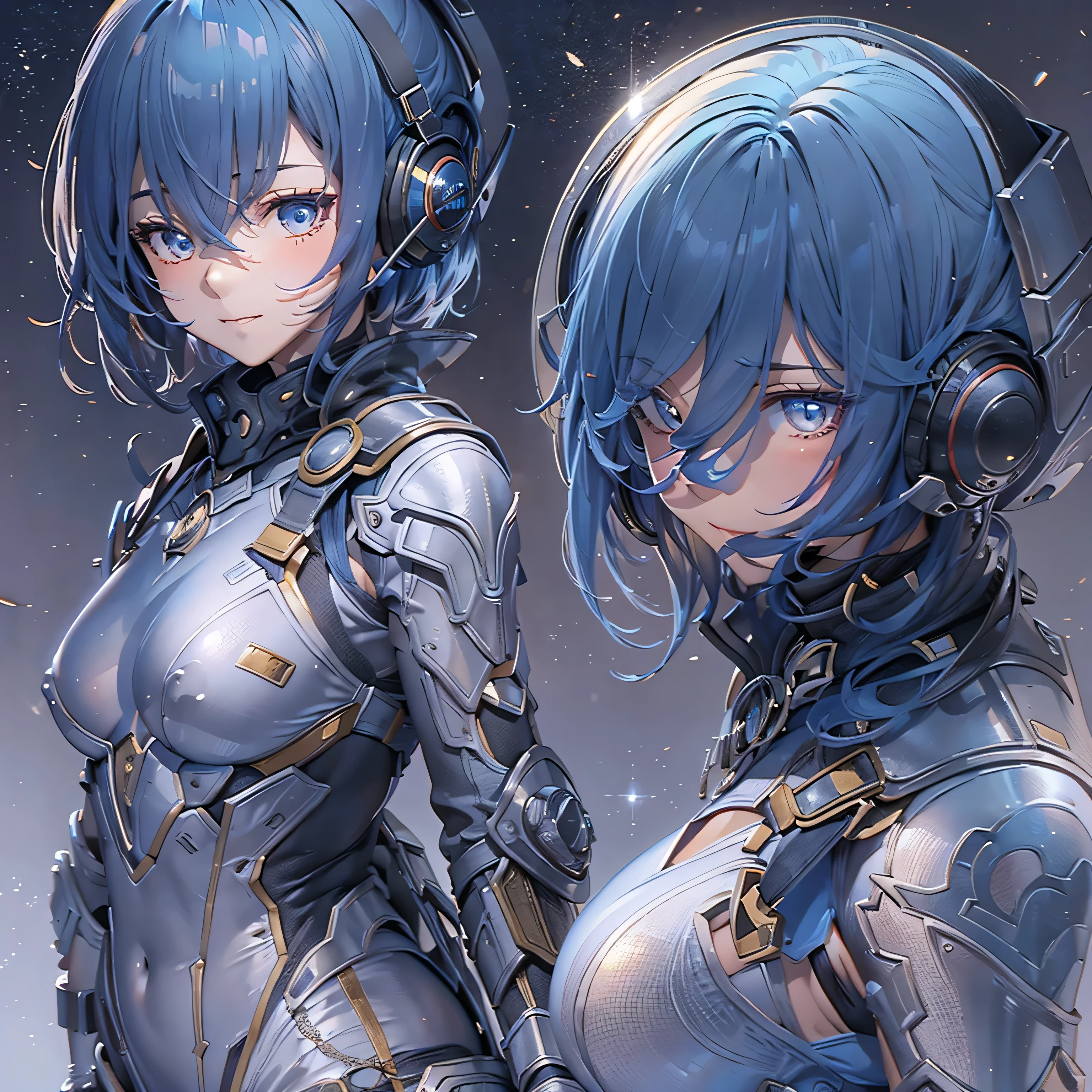 (hetero couple:2), (cityscape:1.5), (orgasm face, NSFW, topless bare small middle boobies, uncensored bare pussy:1.6), (Face of love, I'm so happy:1.5), (cyborg girl:1.5), low , dynamic angle, stylish free pose, (headphone, mechanical fuselage, mechanical clothing), looking at the viewer, (hime cut, long hair:1.5), (blue mini skirt:1.5), plastic corset, Beautiful light effect, glowing skin, (removable long sleeves, very wide sleeve:1.5), (caution decal, corporate logotype:1.2), (small open mouth:1),
