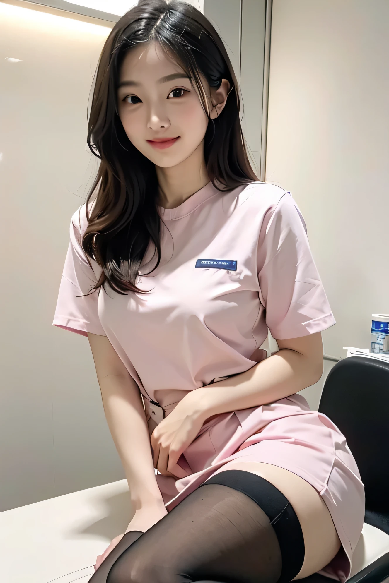(RAW Photo, Best Quality), (Realistic, Photo Realistic: 1.3), Wide Angle Photo, Masterpiece, 2 Nurses, Cute, Young, Perfect Figure, Korean Top Beauty, (Full Body: 1.3), Realistic Face, Standing, Diffuse Light, Create Soft, Uniform Glow
In hospitals ((operating rooms)), surgical gloves, medical equipment, anesthesia machines
Nurse uniform smooth, slim, open, see-through, exposed chest: 1.5, perfect breasts and hips: 1.4, slim legs: 1.2, nurse, nurse cap, stethoscope, (((black stockings, sitting side by side, small fair pink feet))))RAW photo, sitting on bed, top quality, realistic, realistic, very detailed, very refined and beautiful, professional lighting, face lighting, depth of field, single focus, full body, 20 year old woman, brown hair, brown eyes, small head, (((large)), fashion girl, beautiful eyes, real face, real skin, real face, realistic skin, detailed eyes, (fashion hairstyle: 1.3)