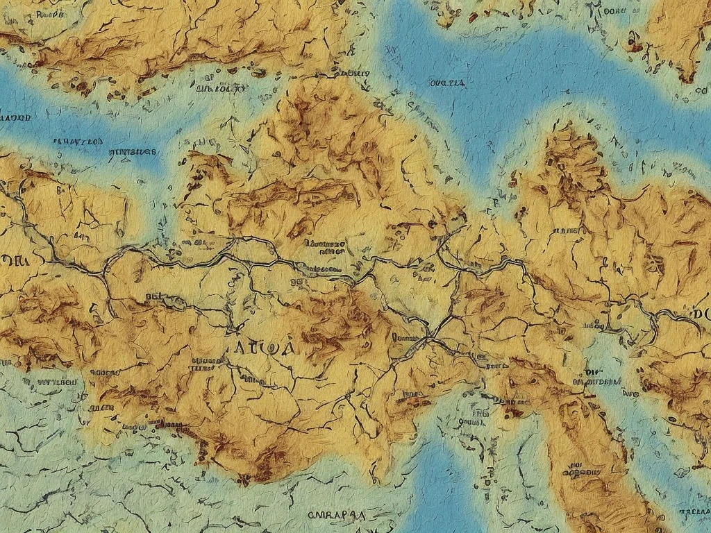 mapa medieval, dois reinos. Gelo e fogo. (azul e vermelho)