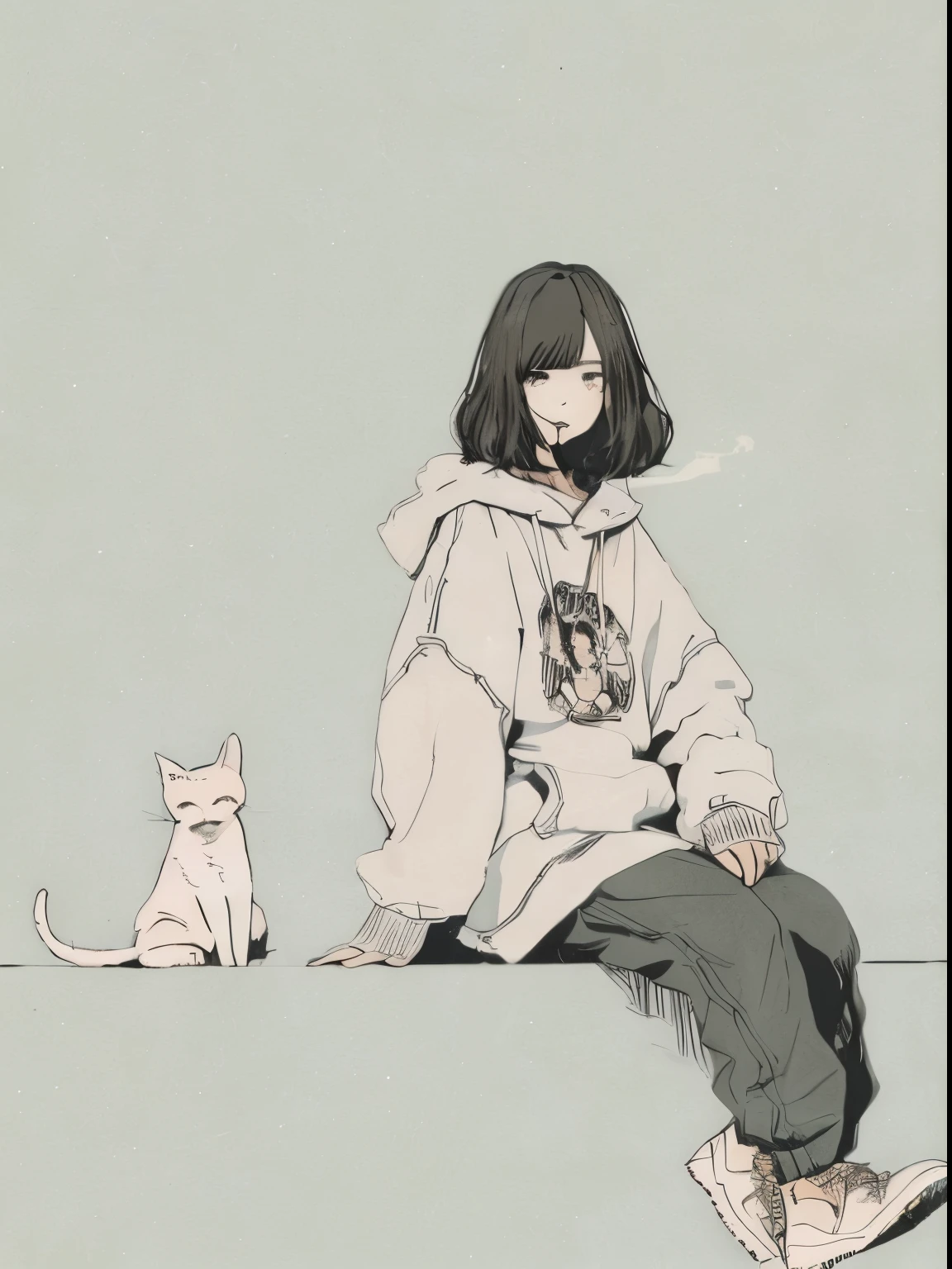 a cute girl ,smoking
