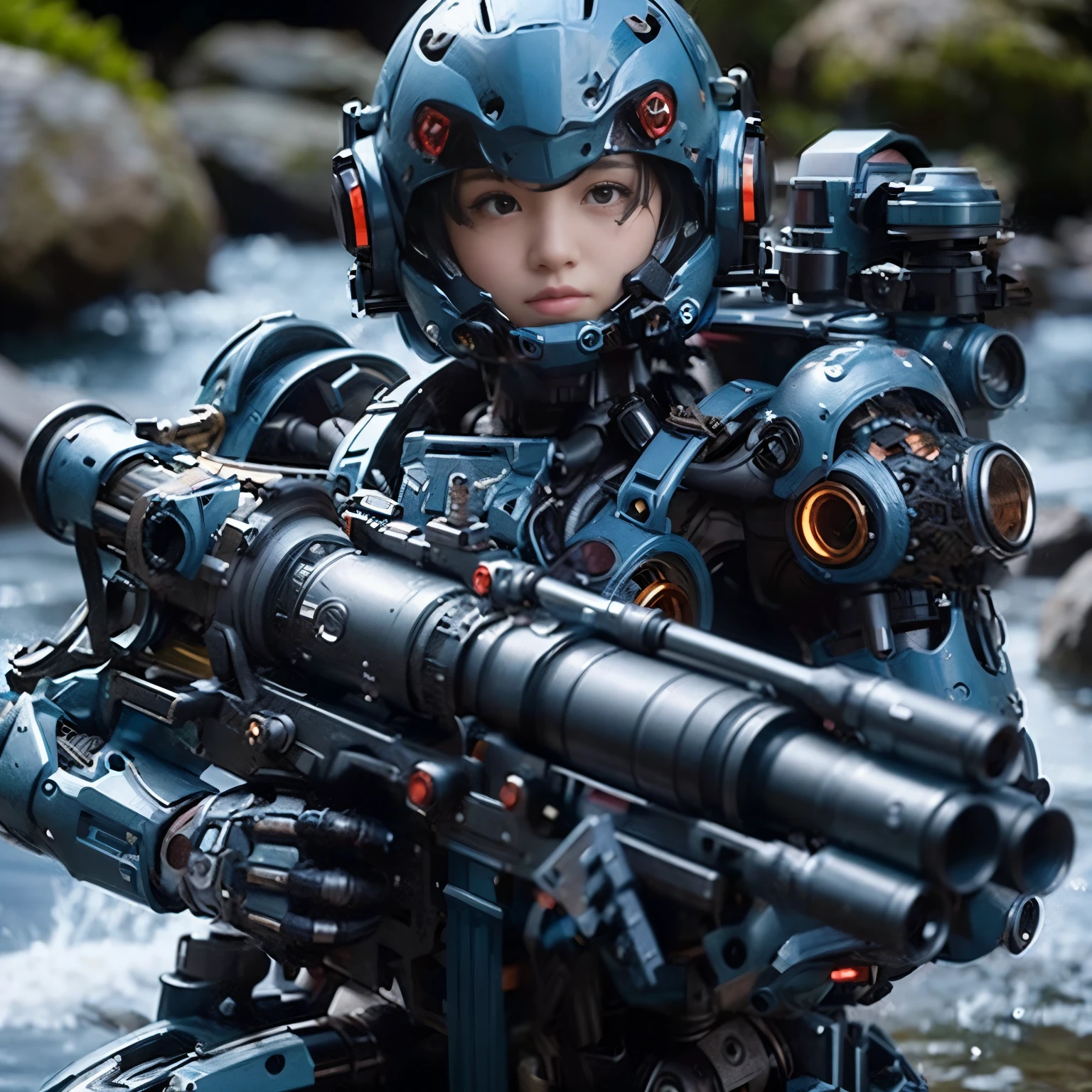 (masterpiece, best quality:1.2), (8k uhd, 16k, 32k, ultra high res), (photorealistic:1.37), (RAW photo), ultimate-realistic, ultimate-realistic details, ultimate-realistic texture, ultimate-intricate details, ultimate-realistic lighting, ultimate-realistic shadow, japanese girl, ultimate-cute face, ultimate-RAW skin, ultimate-realistic eyes, woman in powered suit, cannon mounted on shoulder, very cute face, mechanical, extremely intricate details, full body shot, ultimate photorealistic, clear stream