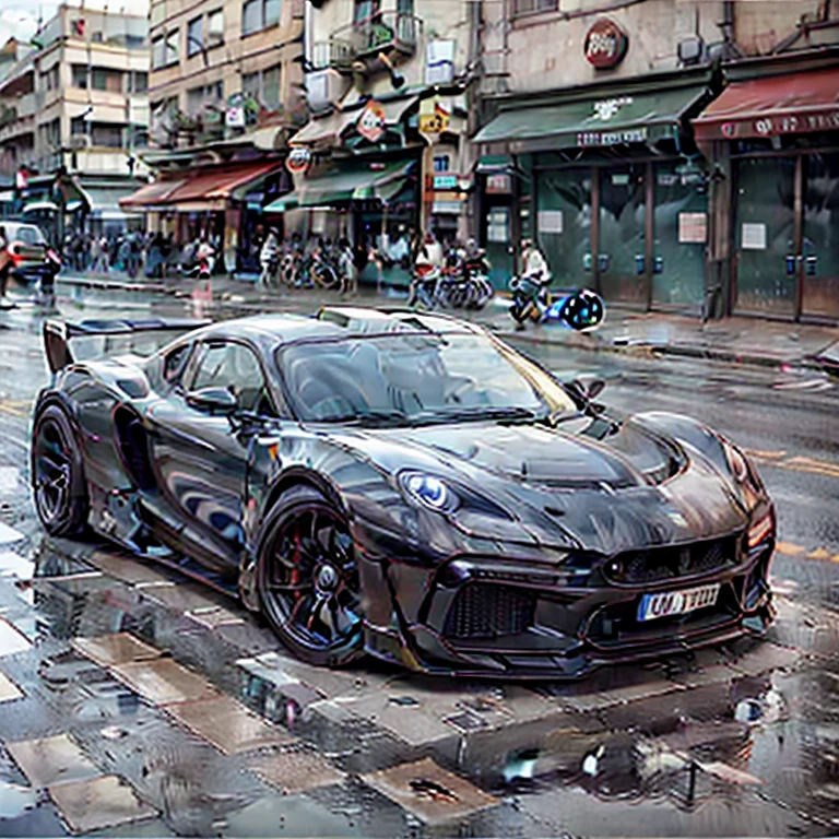 UP vehicles, Ferrari red, With sports rim 17, Tires 215, reduce, With chrome exhaust pipe, dark windows, There&#39;s a horse painted on the hood, high resolution