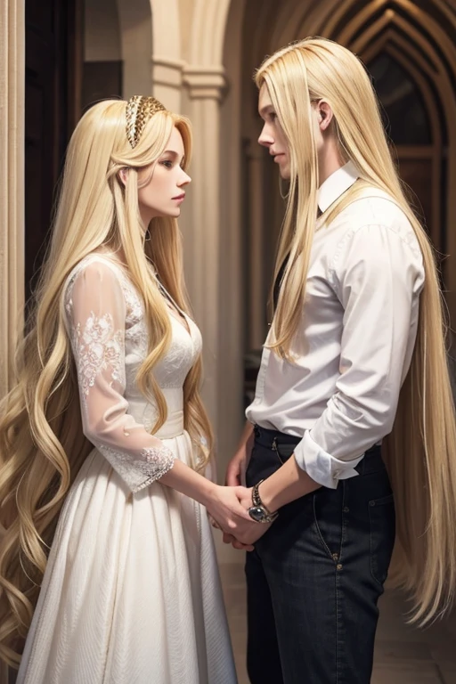 long hair blonde man and long hair blonde woman