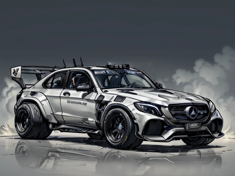 Mercedes,,GLK,(LB-Works Full Version: walk)、(86 Gas Turbine)、(drift)、Sponsor logo、future、Racing Specifications、(Gorgeous design)、Live Recording、detail、Deep Edge、Wide tires、Track、Turn on the light