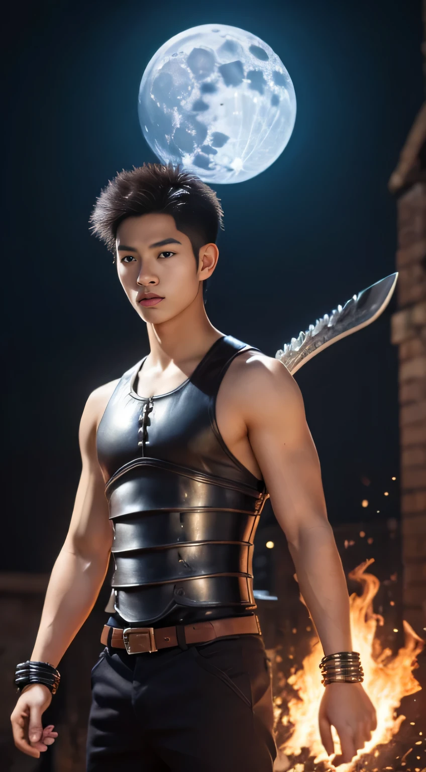 Full body photograph of Extremely handsome naked Asian drow elf 18-year-old boy, short black hair undercut hairstyle, very cute boyish face, soft skiny body, pointy ears, gray skin, wet cavern background with spider shoulder armor, 