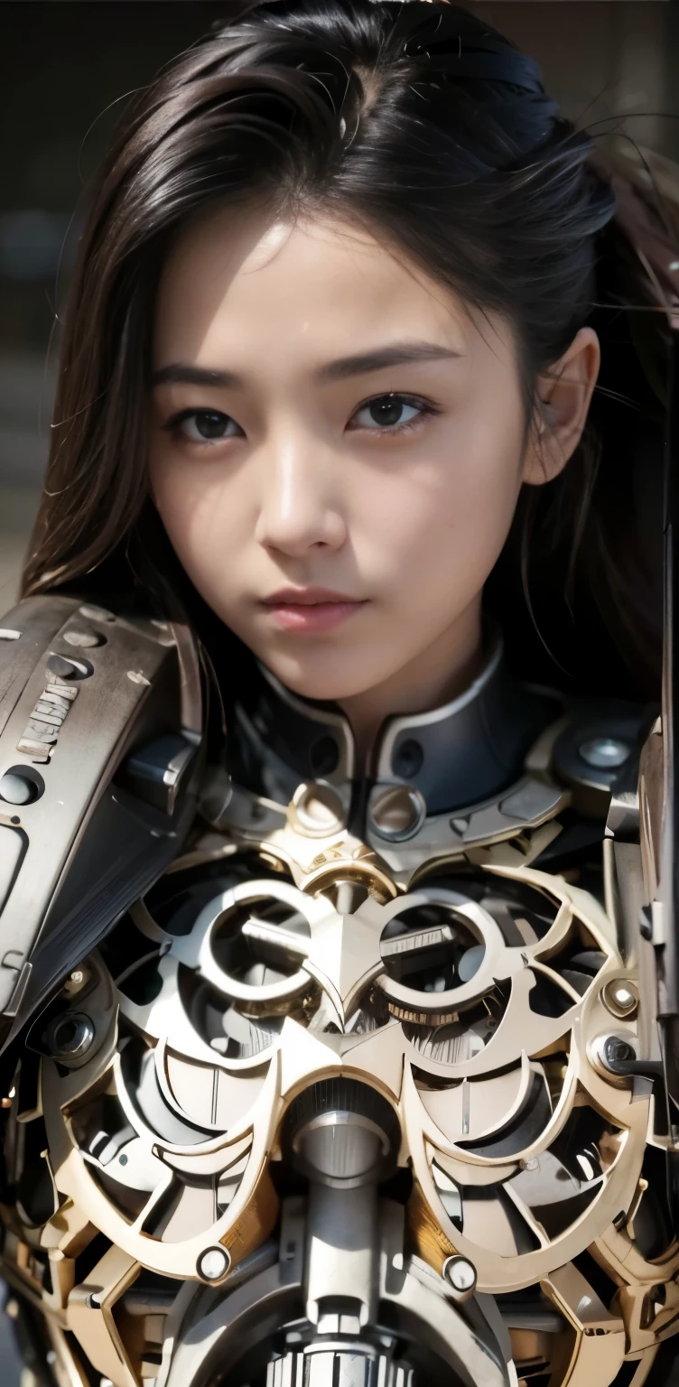 (masterpiece, best quality:1.2), (8k uhd, 16k, 32k, ultra high res), (photorealistic:1.37), (RAW photo), ultimate-realistic, ultimate-realistic details, ultimate-realistic texture, ultimate-intricate details, ultimate-realistic lighting, ultimate-realistic shadow, japanese girl, ultimate-cute face, ultimate-RAW skin, ultimate-realistic eyes, woman in powered suit, cannon mounted on shoulder, very cute face, mechanical, extremely intricate details, full body shot, ultimate photorealistic, clear stream