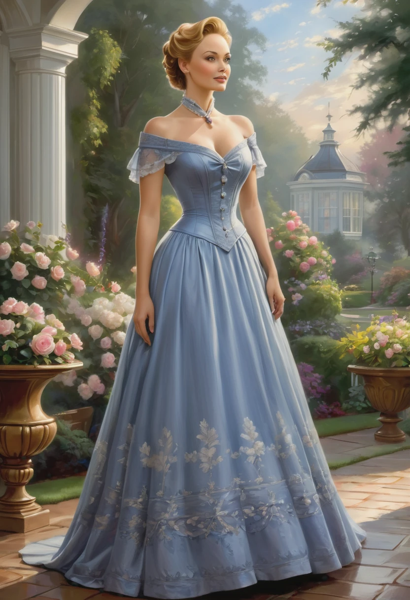 A beautiful Aristacrat woman with large elegant, hawk-like-nose, who embodies old fashioned class, sophistication, elgance as well as wholesome, natural beauty. curvy, thin-waist, wide-hips, swaying-hips. Laura Vandervoort. Oppulent historically accurate victorian dress. Greg Rutkowski, Thomas Kinkade
