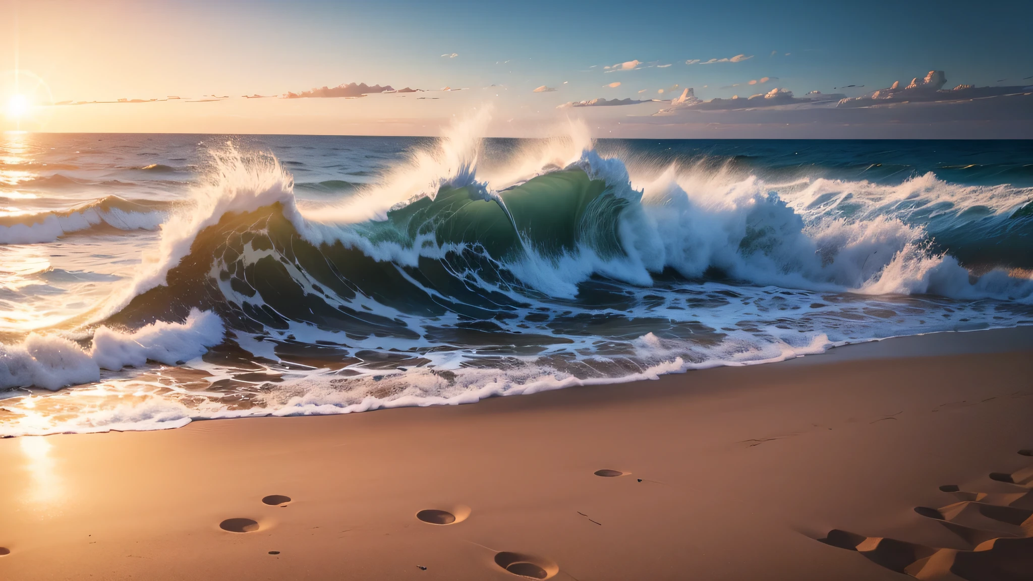 sand, sea, sun, summer, beach, morning, landscape, stock