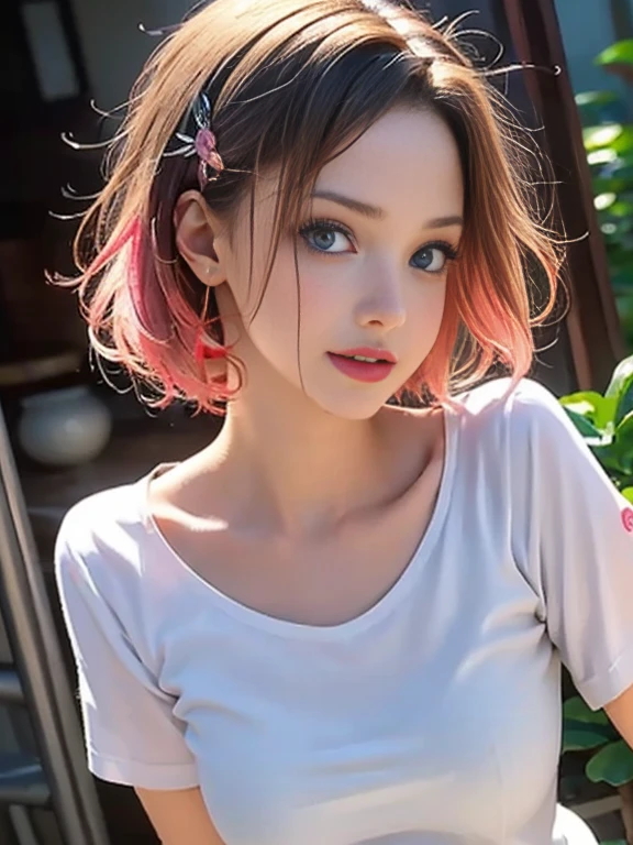 (best quality, 8k, photorealistic:1.5), (solo, one girl:1.5),(shine a bright light on women),(ultimate beautiful girl),(shiny skin),(oily skin),(pink hair:1.5),(short hairstyle:1.3),(cool beauty),Blush brown makeup , dark eye makeup , use pink glossy lipstick,(big beady eyes girl:1.5),(droopy eyes girl:1.5),(blue eyes:1.5),(thin girl:1.5),(baby face girl:1.5),(healthy body),(sex appeal),(sweet smelling girl),(she works for low wages),(kind-hearted woman),(she has a nice smile),(woman with a happy look),(she is very sociable),(from a very poor family),(virgin girl),(She is a secret pervert.),(she covertly lewd),(she looks so erotic),chuuChloe,(woman with very soft breasts),(woman fantasizing about sex),(allurement),(impressive eyes:1.5),(clean girl),(affability),(cute smile),(good personality),(serious personality),(wants sex),(want to masturbate),(want to have sex forcibly),(relaxing time),(hair ornaments),(compassion),(impurity),(love filled),(get horny),(No love experience),(private room),(teenager),(college student clothes:1.5)