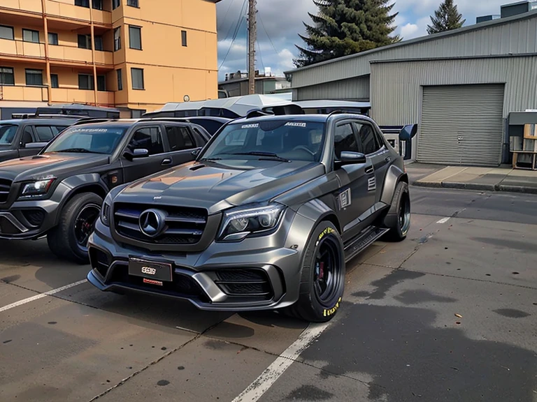 ·, Mercedes, GLK，(LB-Works Full Version: walk)、(86 Gas Turbine)、(drift)、Sponsor logo、future、Racing Specifications、(Gorgeous design)、Live Recording、detail、Deep Edge、Wide tires、Track、Turn on the light